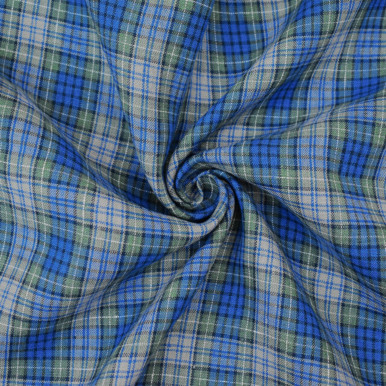 Blue-Green-Multi Moygashel Washed Plaid Irish Linen Woven Fabric By the Yard